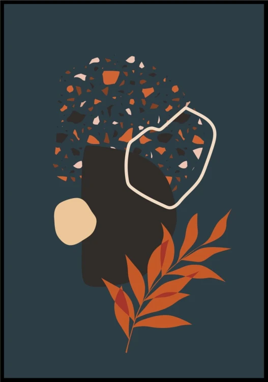 Ilustracja pomarańczowa gałązka nocą.