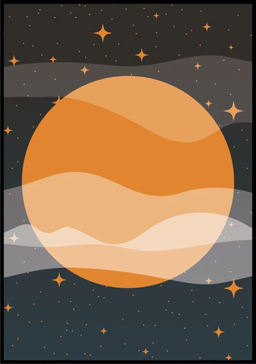 Ilustracja kolorowa pełnia księżyca.