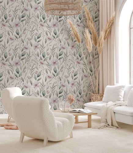 Tapeta w piękny kwiatowy wzór pastelowych magnolii.
