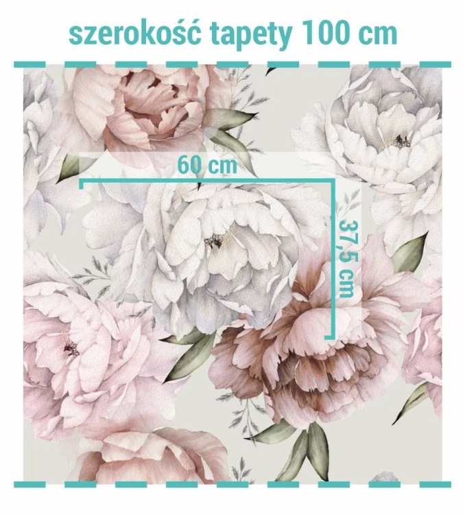 Wielkość wzoru na tapecie piwonie.