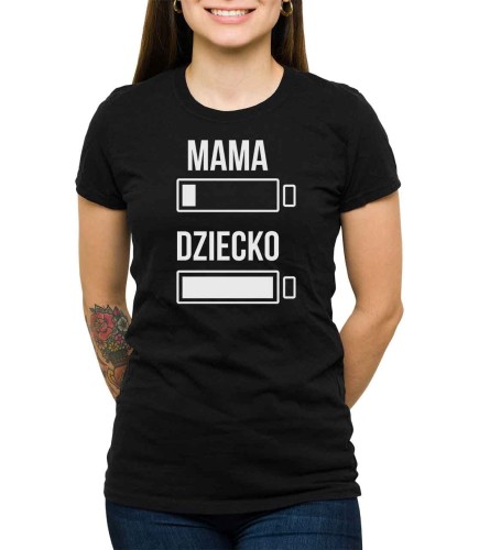 Czarna koszulka bateria mamy
