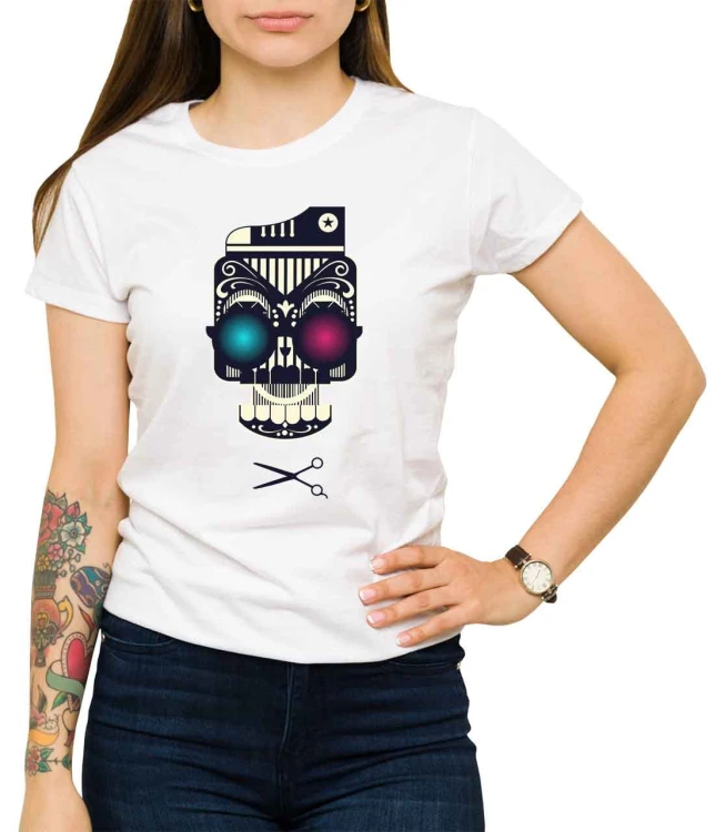 Biały T-shirt dla niej z czaszką superstar