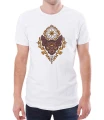 Biały T-shirt męski z trójokim kotem