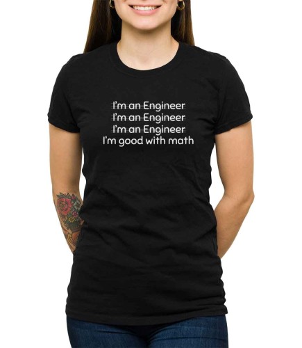 Czarny T-shirt damski dla pani inżynier