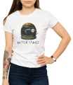 Biały T-shirt ze stacją kosmiczną