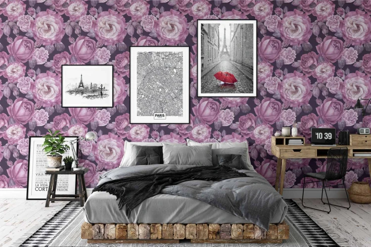 Tapeta róże i peonie - wizualizacja