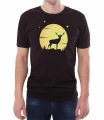 Czarny T-shirt dla niego z księżycem i jeleniem