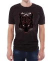Czarny T-shirt męski z grafiką wilka