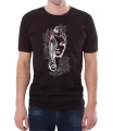 Czarny T-shirt dla niego z wizerunkiem kobiety otoczonej kwiatami