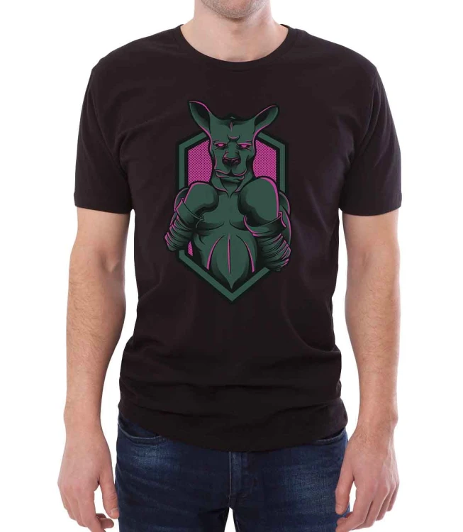 Czarny T-shirt męski kangur bokser