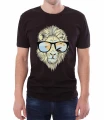 Czarny T-shirt dla niego z lwem w okularach przeciwsłonecznych