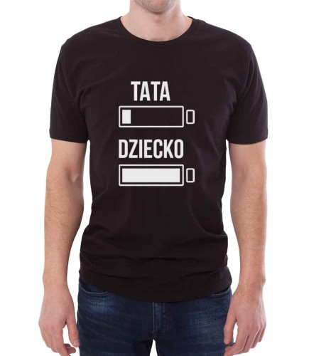 Czarna koszulka dla taty bateria