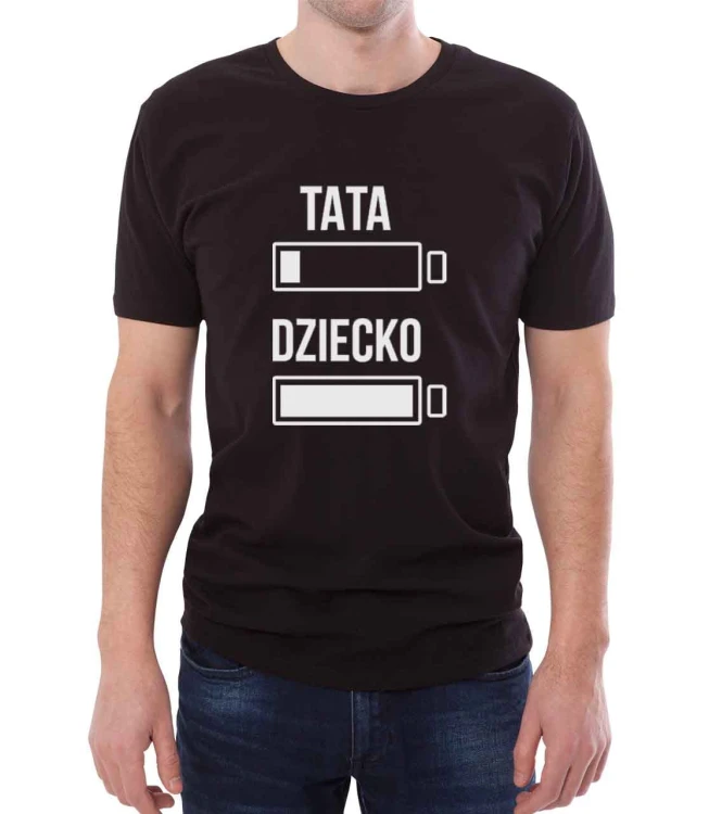 Czarna koszulka dla taty bateria