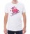 Biały T-shirt męski z różowymi sowami i napisem I love you