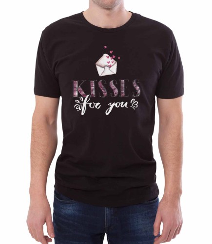 Czarna koszulka męska kisses for you