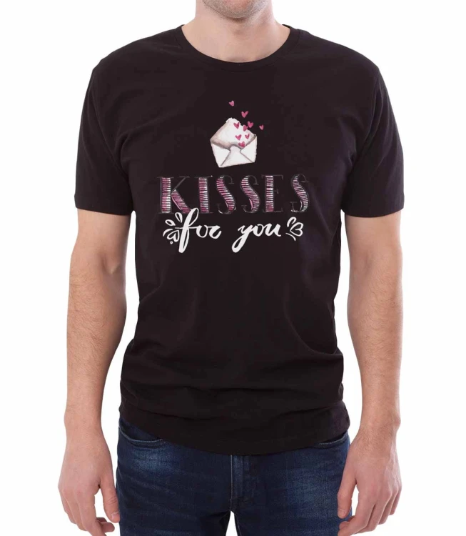 Czarna koszulka męska kisses for you