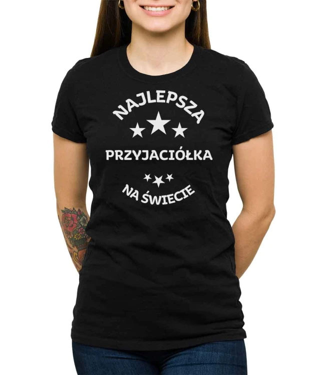 Czarny T-shirt dla przyjaciółki - najlepsza przyjaciółka na świecie