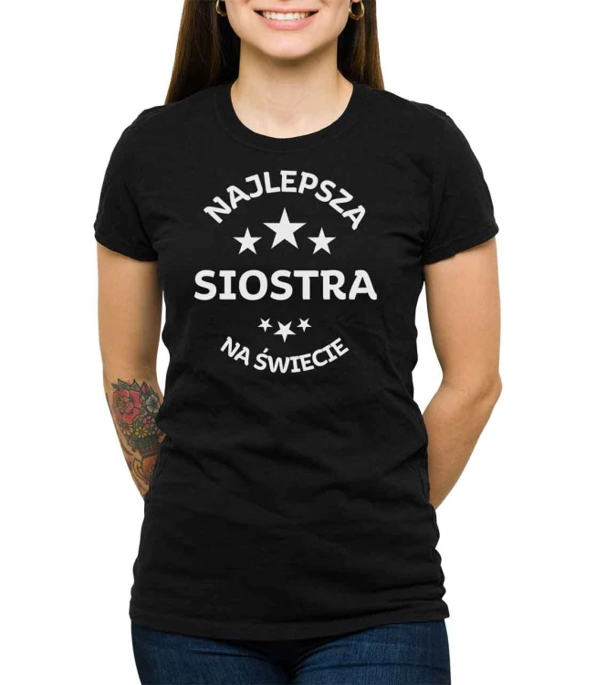 Czarna koszulka najlepsza siostra na świecie