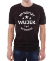 Czarny T-shirt z białym nadrukiem dla stryjka.  Czarna koszulka z napisem na prezent dla wujka.