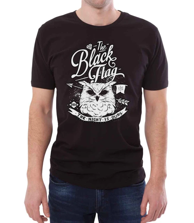 Czarny T-shirt męski z sową