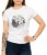 Biały T-shirt damski z namiotem w górach