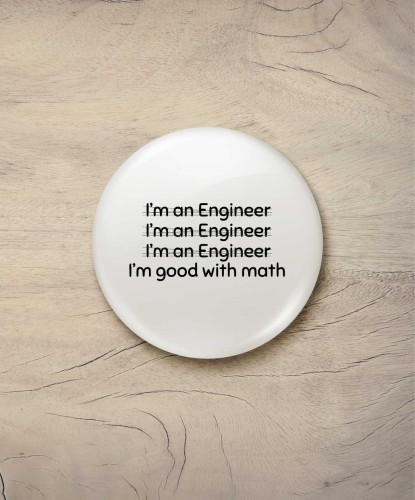 Button śr. 58 mm - engineer mens - biały