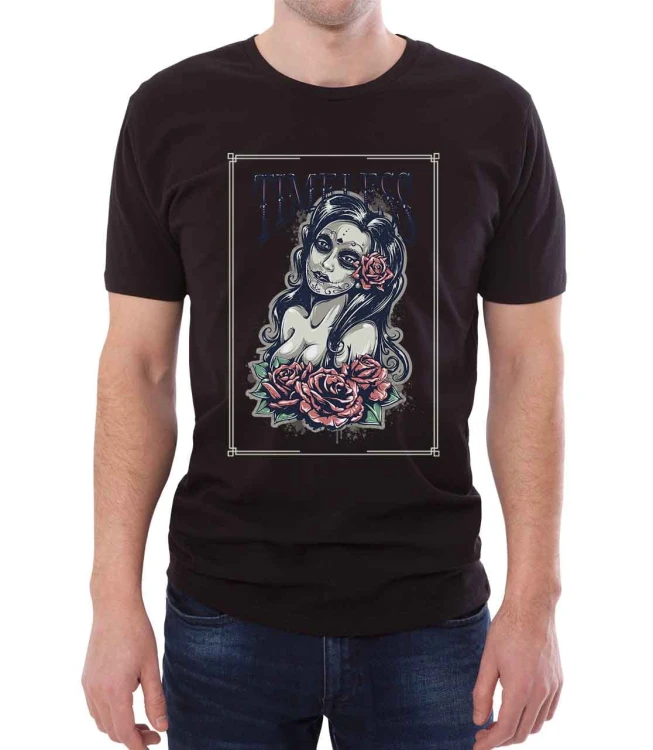 Czarny T-shirt męski z ponadczasową pięknością