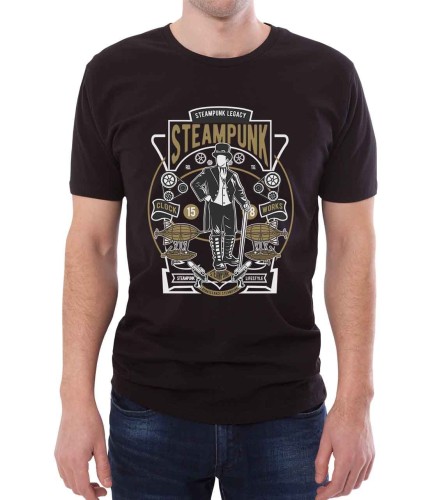 Czarny męski T-shirt Steampunkowe dziedzictwo