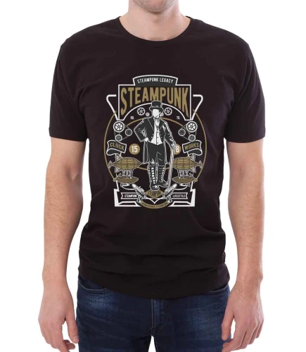 Czarny męski T-shirt Steampunkowe dziedzictwo