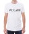 Biała męska koszulka dla weganina. T-shirt z napisem VEGAN w stylu FRIENDS.