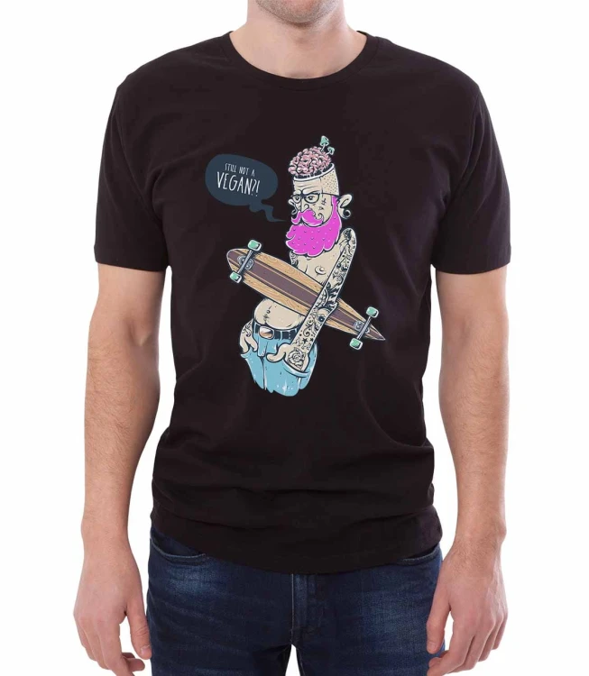 Czarny męski T-shirt z weganinem