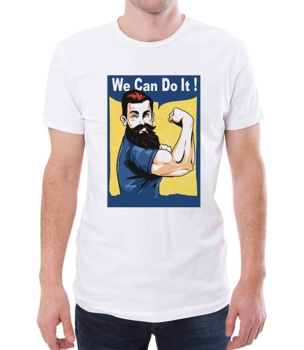 Biała męska koszulka we can do it
