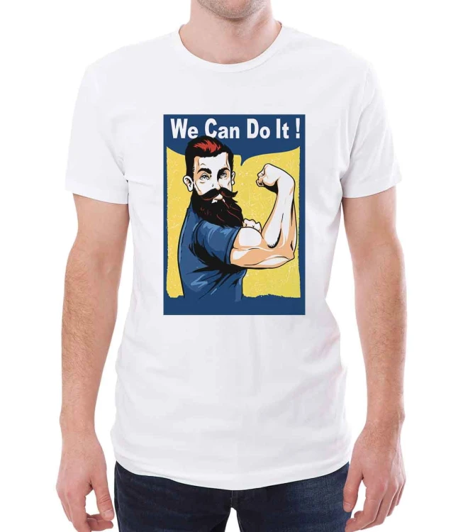 Biała męska koszulka we can do it