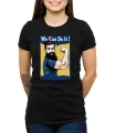 Czarny T-shirt dla niej z silnym mężczyzną