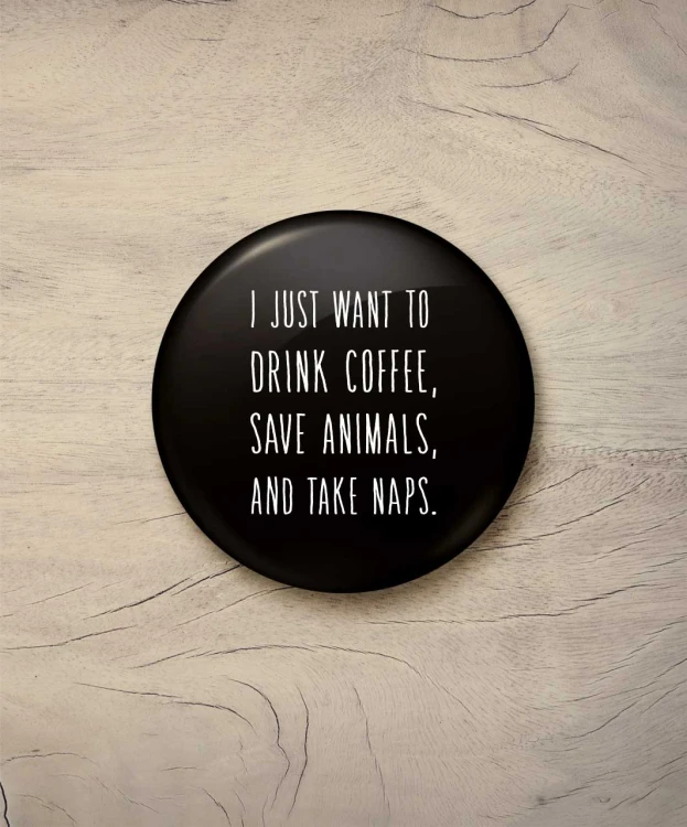 Button I want to - śr. 58 mm, czarny
