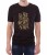 Czarny męski T-shirt z kwiatami i napisem w języku Suahili.