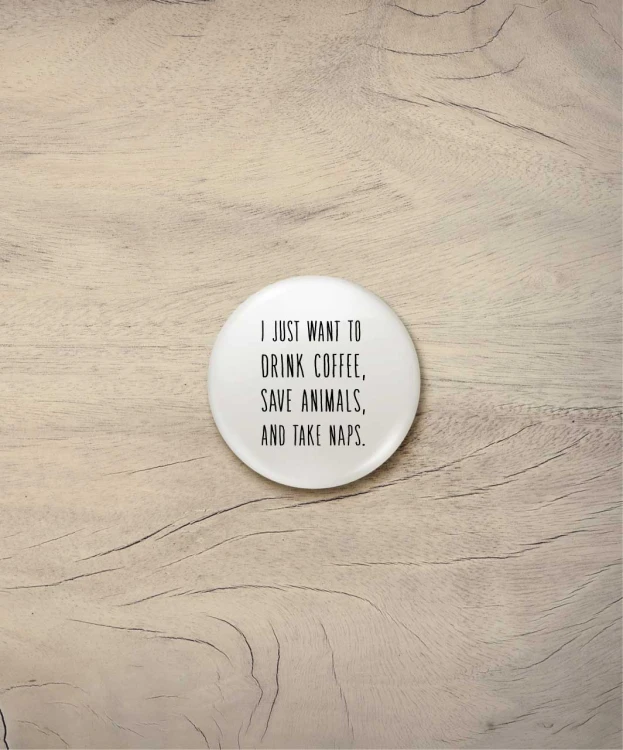 Button I want to - śr. 38 mm, biały