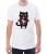 Biała koszulka męska dla niego z nadrukiem czarnego kocura i klatki z ptaszkiem - T-shirt kot z klatką