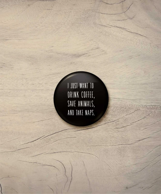 Button I want to - śr. 38 mm, czarny