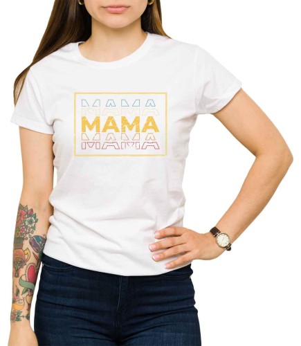 Biała koszulka z napisem mama dla młodej  mamy.