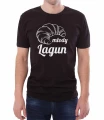 Czarny T-shirt dla niego z małym croissantem lagunem
