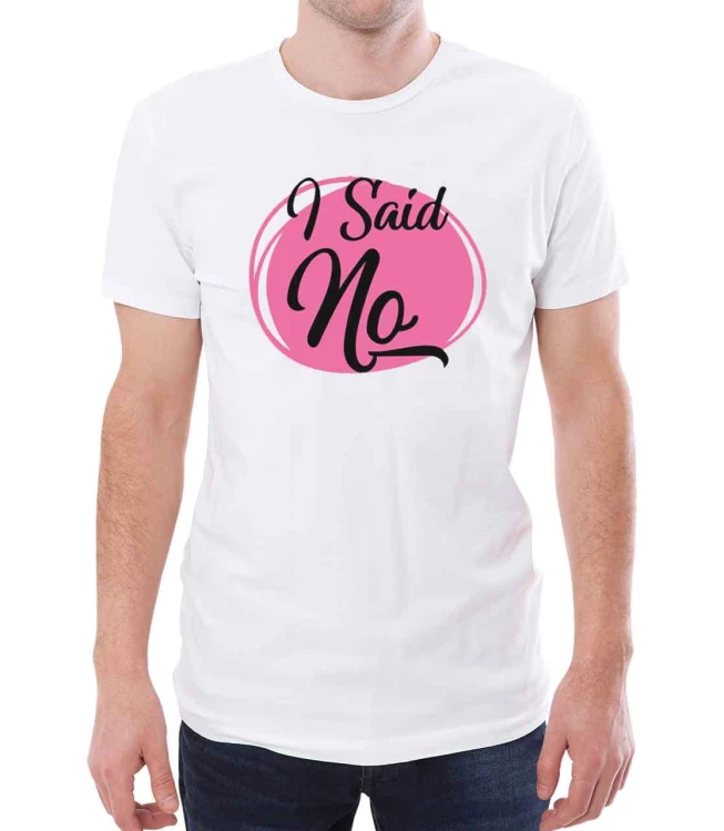Biały T-shirt męski z tekstem I said no.