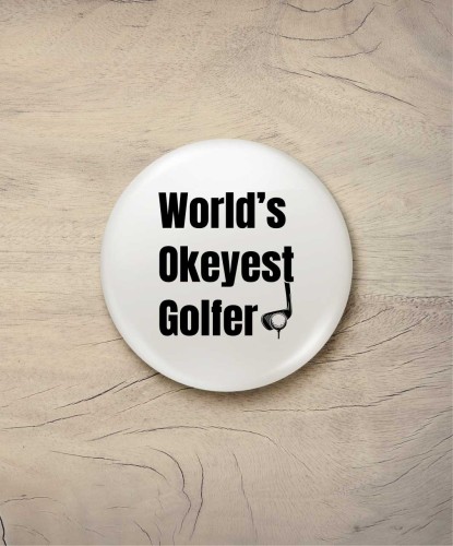 Button world's okeyest golfer - śr. 58 mm, biały