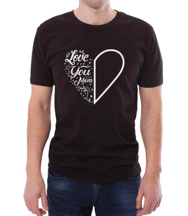 Czarny T-shirt dla niego z napisem I love you mom.