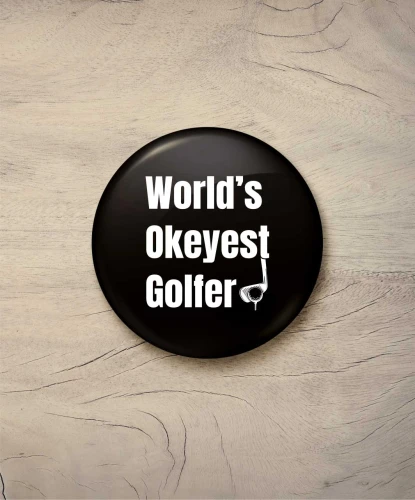 Button world's okeyest golfer - śr. 58 mm, czarny