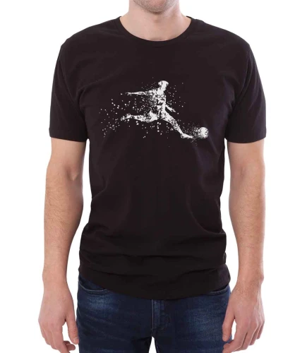 Czarny męski T-shirt dla fanów futbolu, którzy z piłkarzem z EURO 2021.