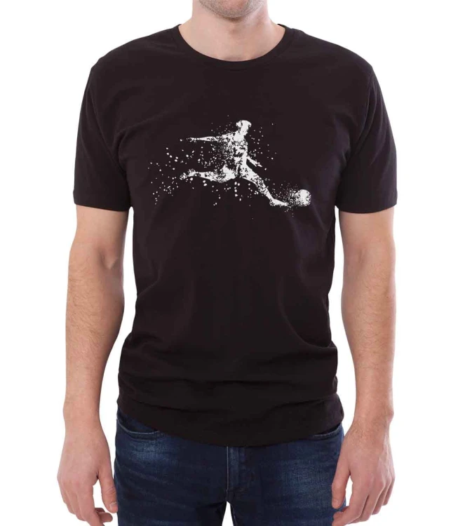 Czarny męski T-shirt dla fanów futbolu, którzy z piłkarzem z EURO 2021.