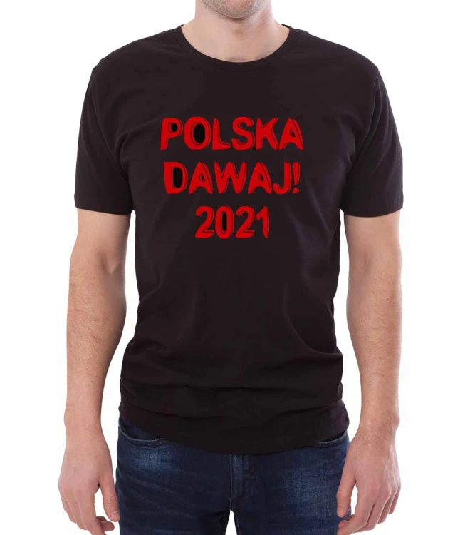 Czarna koszulka dla kibica polskiej drużyny.