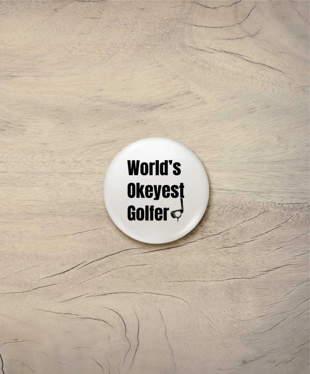 Button world's okeyest golfer - śr. 38 mm, biały