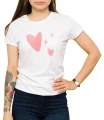 Biały T-shirt damski dla niej z różowymi serduszkami